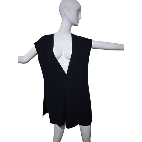 Eileen Fisher Blk Organic Linen & Cotton Womens size Petite Medium Open Cardigan - Picture 2 of 10